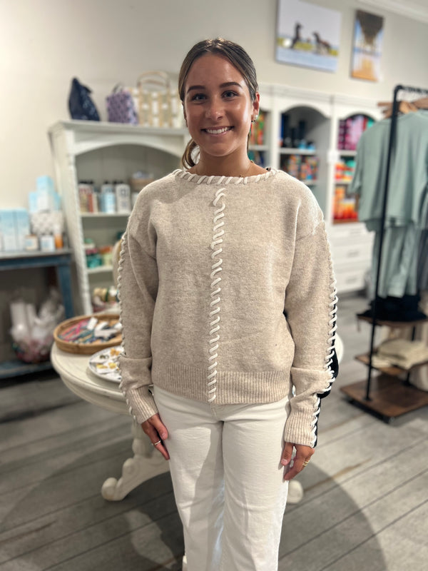 Whip Stitch Two-tone Sweater