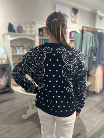 Dot Art Damask Sweater Cardigan