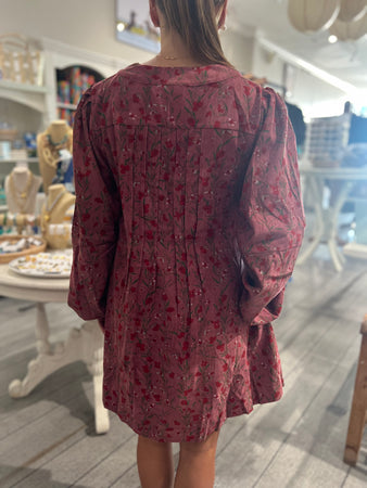 Floral Corduroy Mini Dress