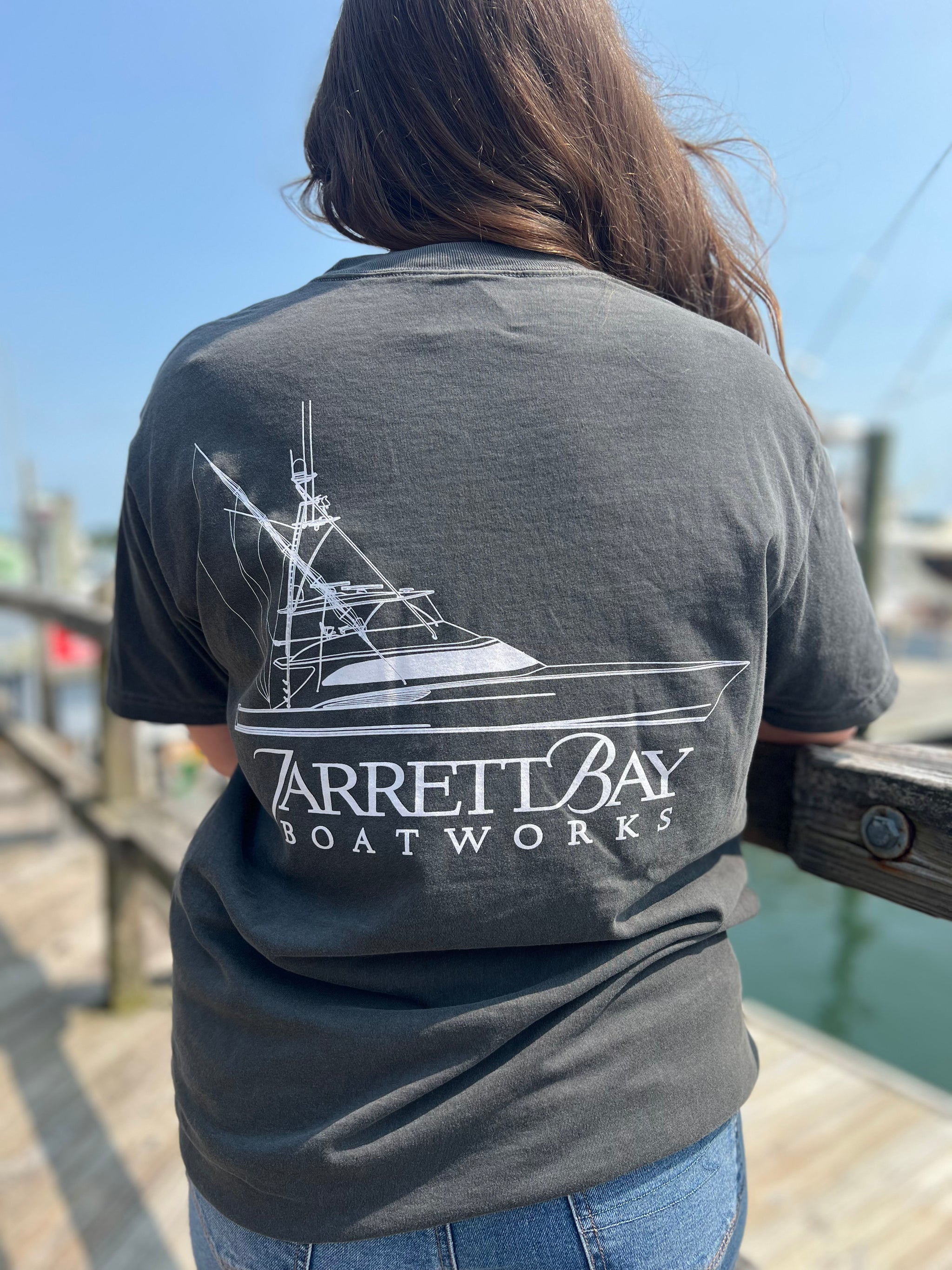 90 Line Drawing Short Sleeve T-Shirt - Jarrett Bay Boathouse