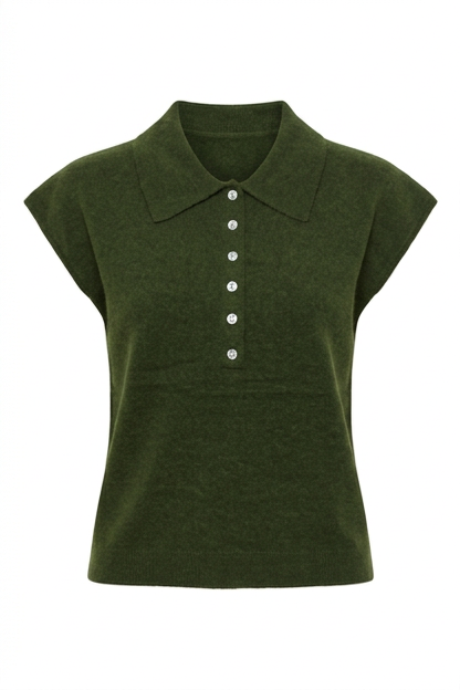 Cap Sleeve Collared Sweater Vest