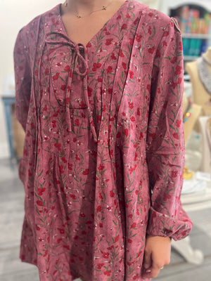 Floral Corduroy Mini Dress