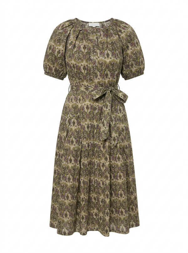 Floral Button Down Belted Midi Dress