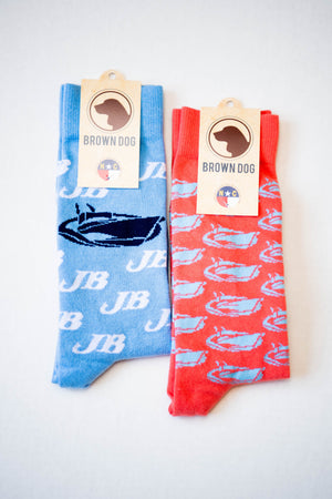 Jarrett Bay Logo Brown Dog Socks